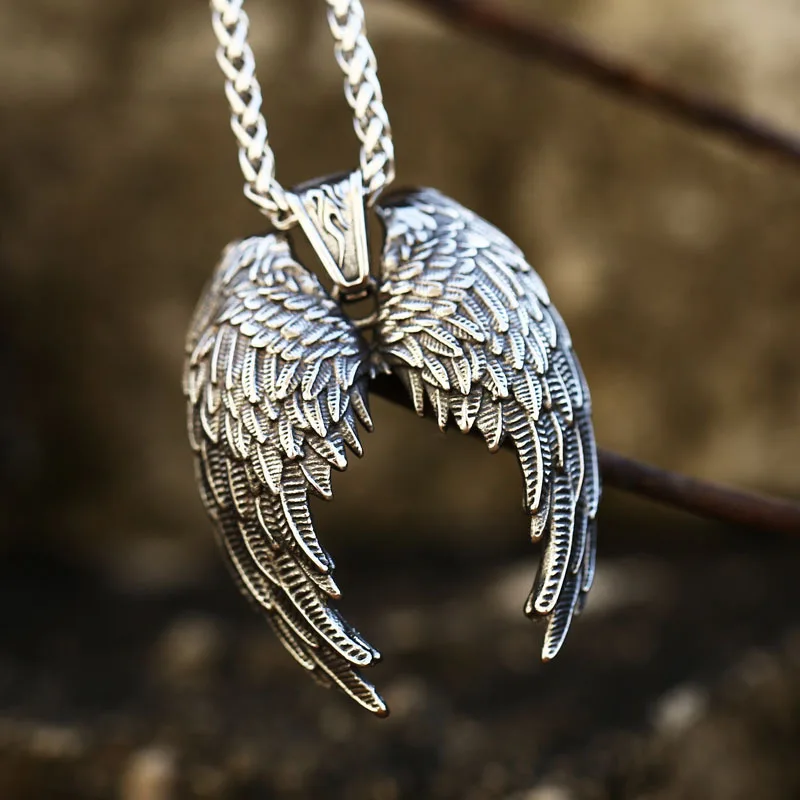 Angel Wings Stainless Steel Men Women Necklaces Pendants Chain Punk Rock Vintage Fashion Jewelry Accessories Gift Wholesale