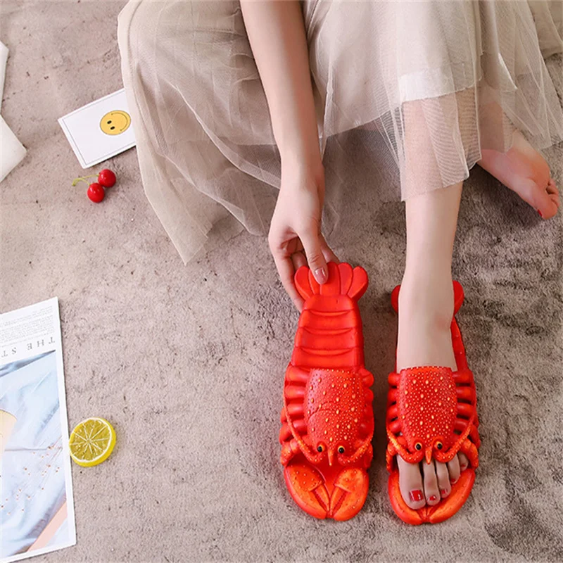 2023 Funny Lobster Summer Men\'s Women\'s Slippers Fashion Sandals for Men Women Lobster Slippers Funny Crayfish Beach Slippers