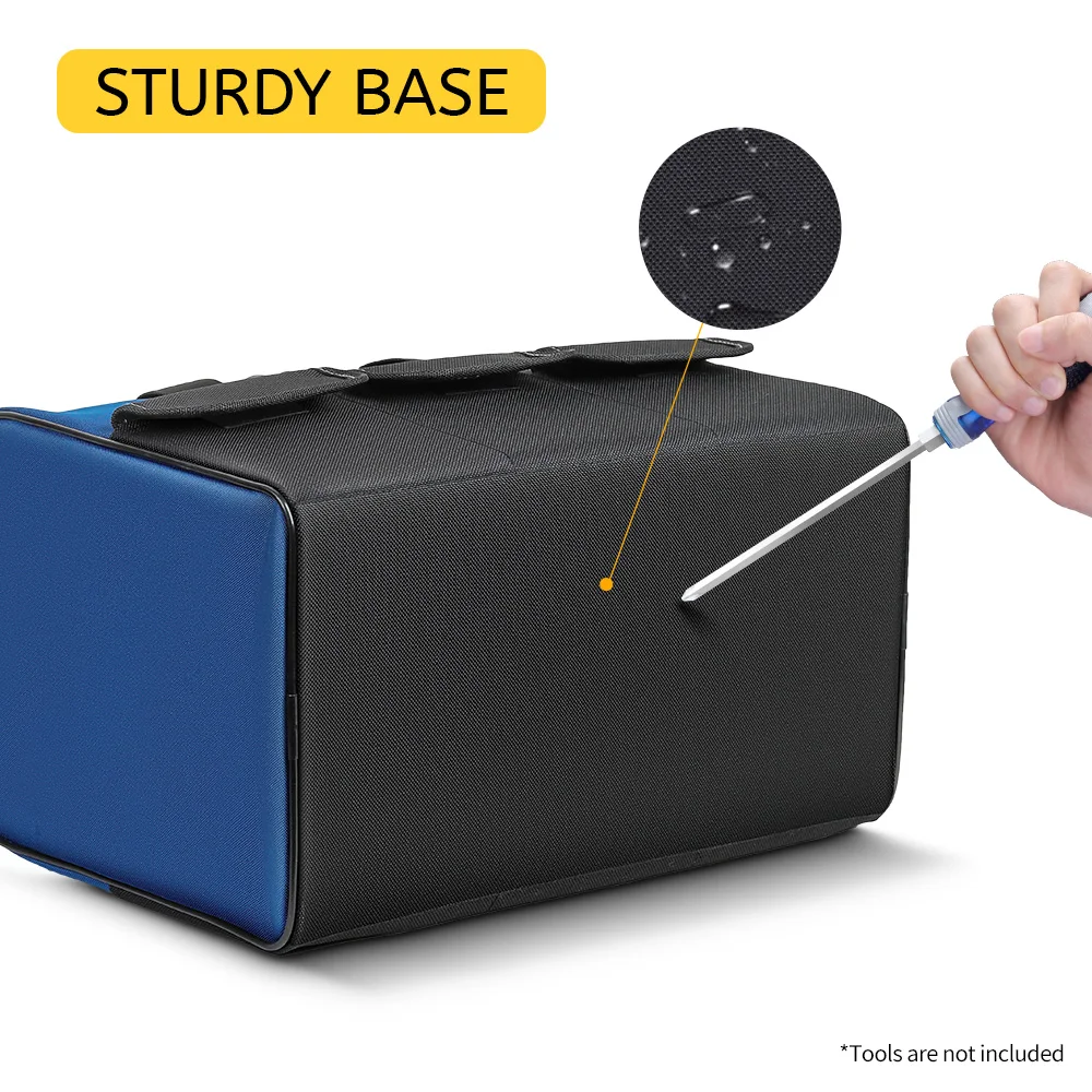 حقيبة أدوات شديدة التحمل بفم واسع، مجموعة أدوات متعددة الوظائف محمولة ذات سعة كبيرة من القماش المتين حقيبة كهربائي شديدة التحمل