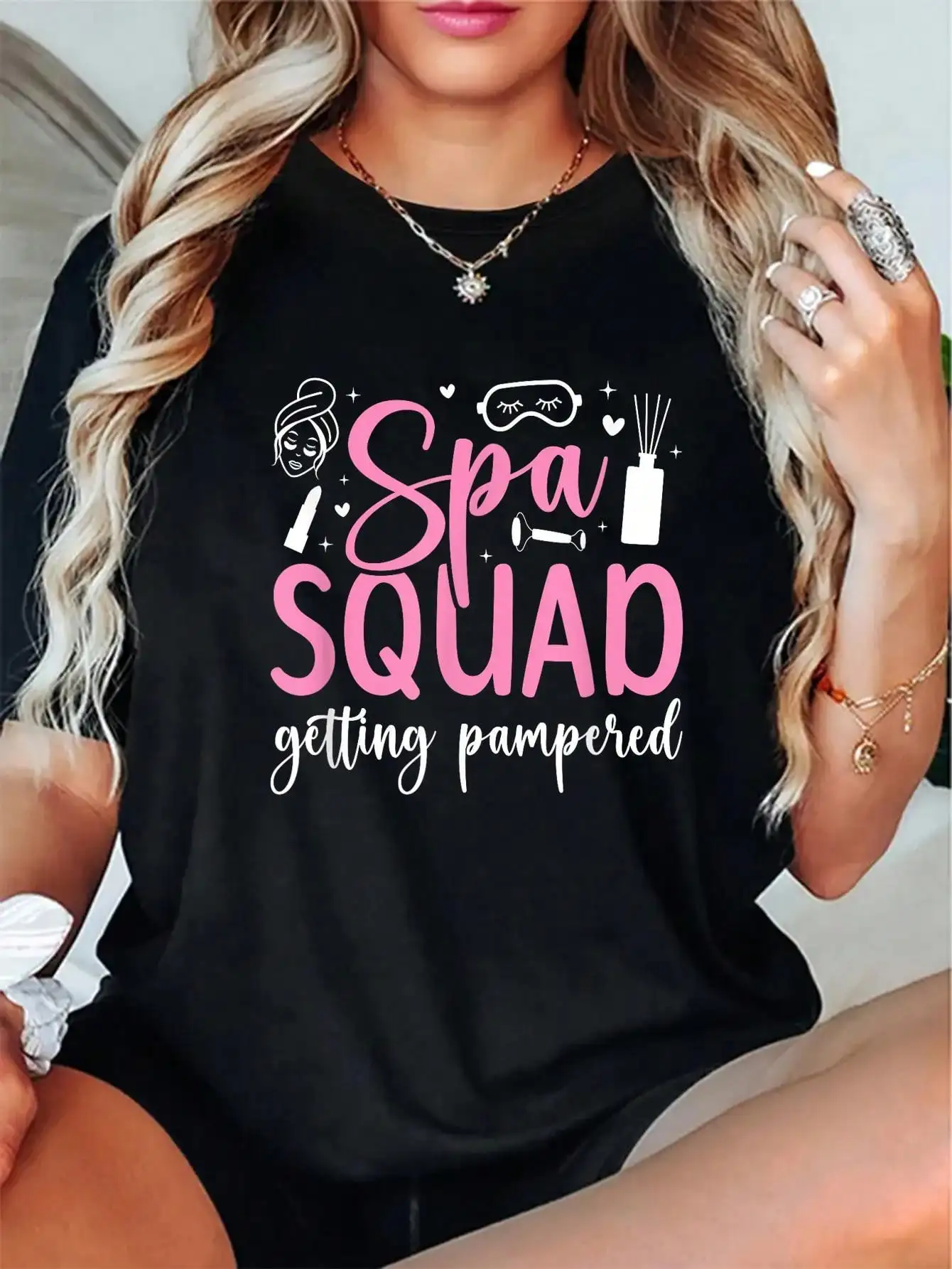 

Spa Funny Spa Birthday Girls Spa Party T-Shirt Women'S Men'S Graphic Tee Causal Tops