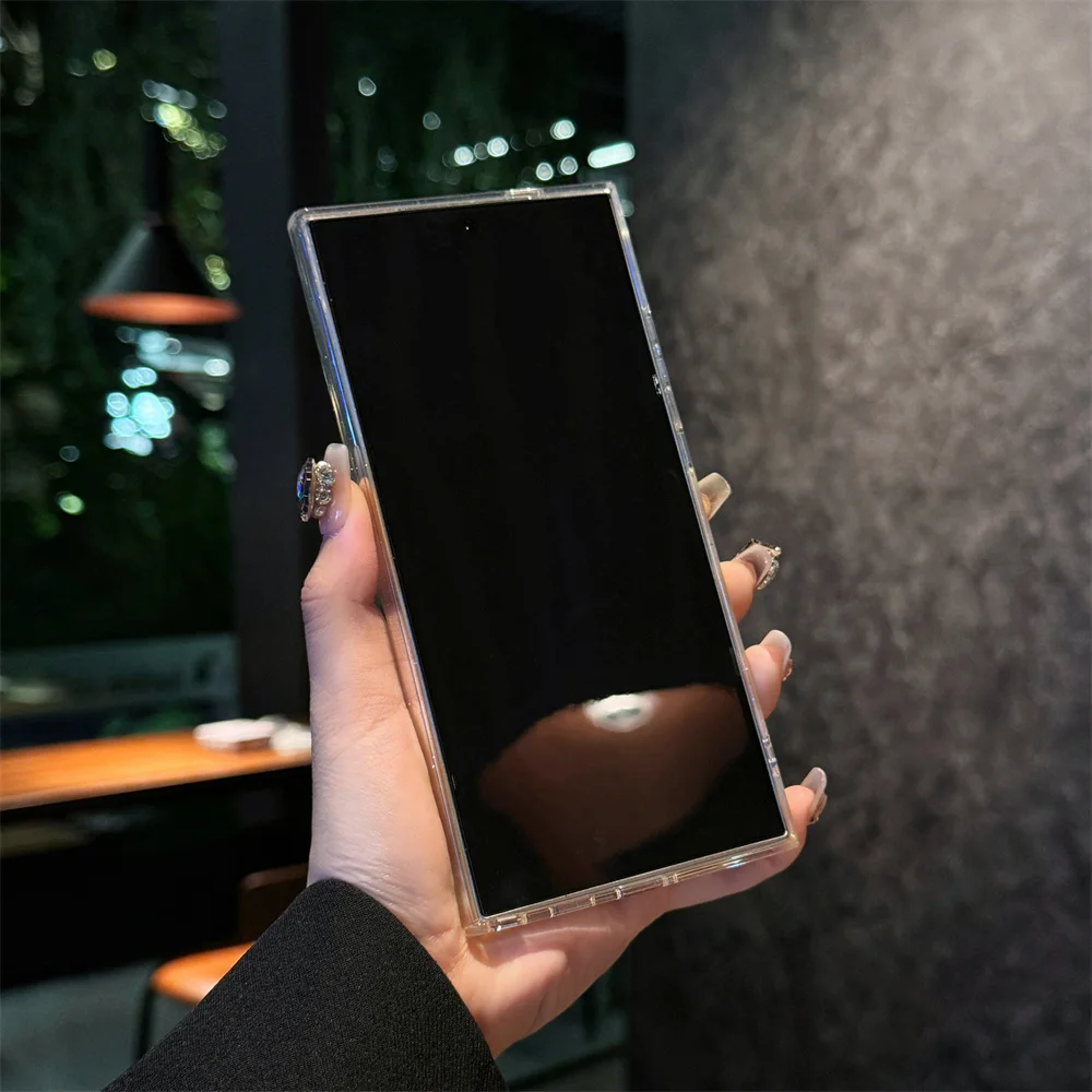 Funda de teléfono magnética transparente con purpurina súper dura para Samsung Galaxy S25 Ultra S24FE S23 S22 Funda protectora delgada Funda S23