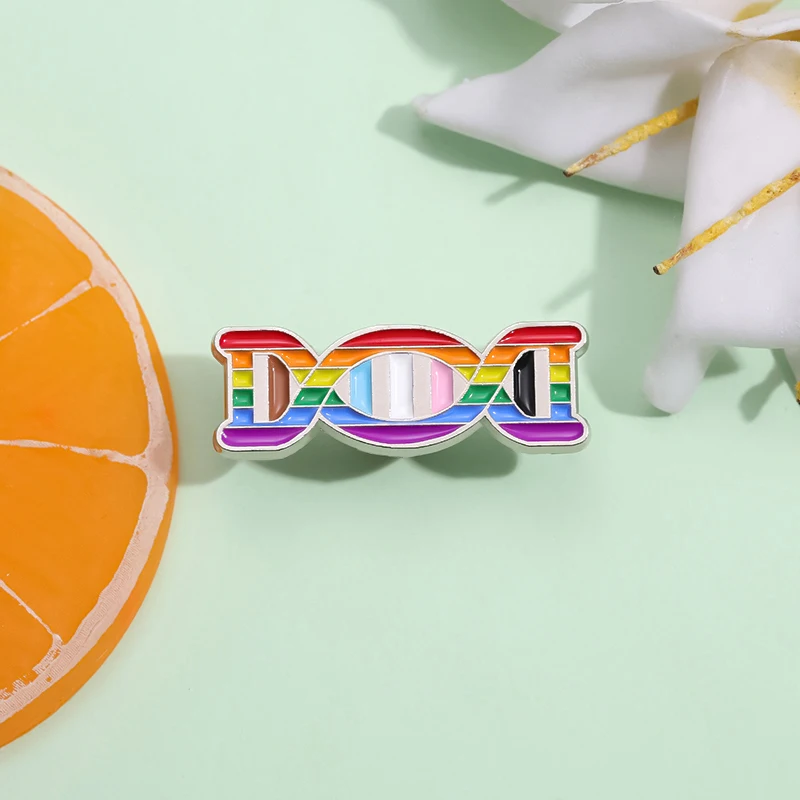 Rainbow DNA LGBT Enamel Pin Creative Science Art Pride Flag Born This Way Brooch Lapel Backpack Badge Perfect Jewelry Gift