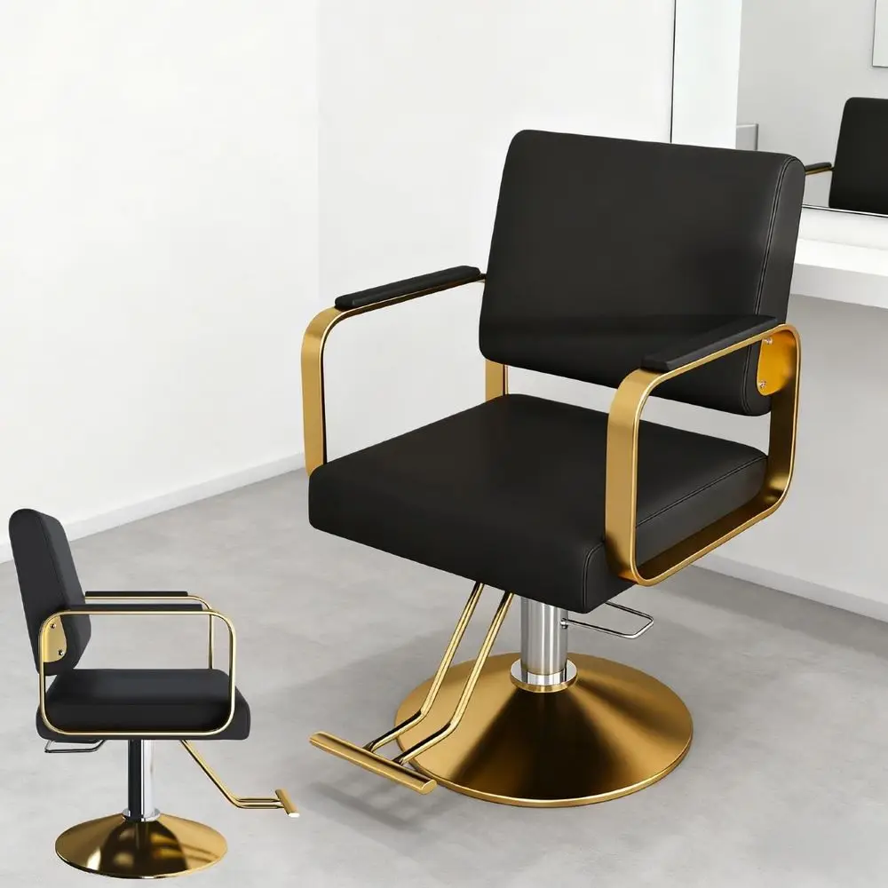 

Professional Stylist Hydraulic Chair with 360 Swivel, Heavy Duty Pump, Max 330 lbs, Black & Gold