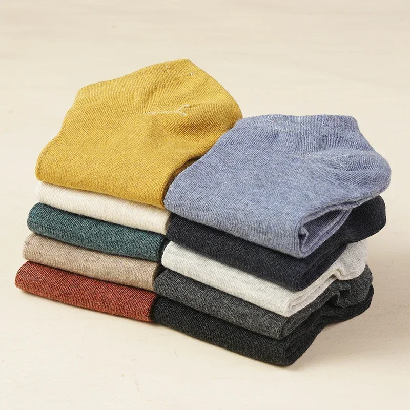 10 زوج/وحدة الرجال الجوارب القطنية تنفس الساخن بيع أنبوب منخفض بلون مريح بسيط موضة هدايا الذكور الكاحل جورب