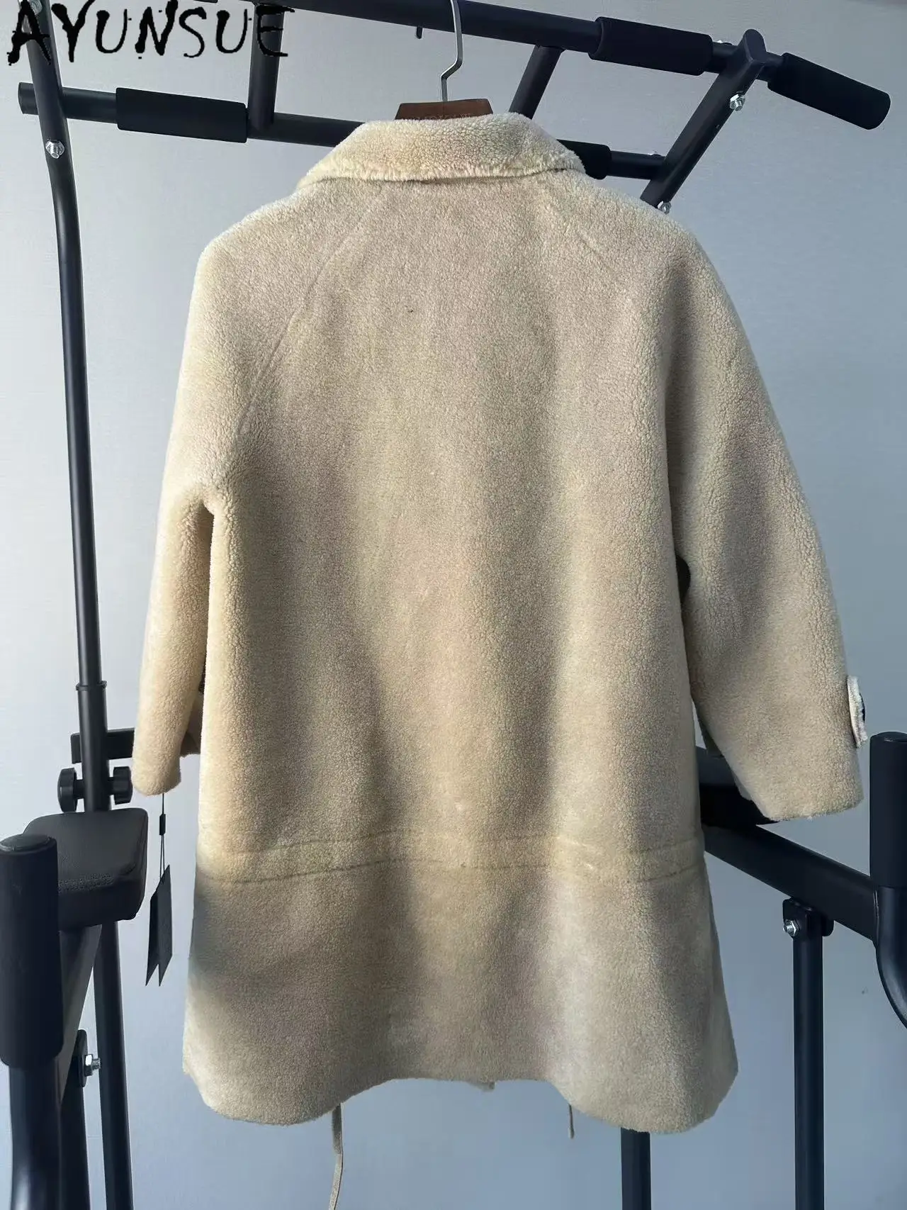 سترة من الصوف الحقيقي من AYUNSUE ملابس شتوية للنساء معطف متوسط الطول معاطف فريدة من نوعها تعزيز عيوب صغيرة لا استرداد ولا تبادل #2