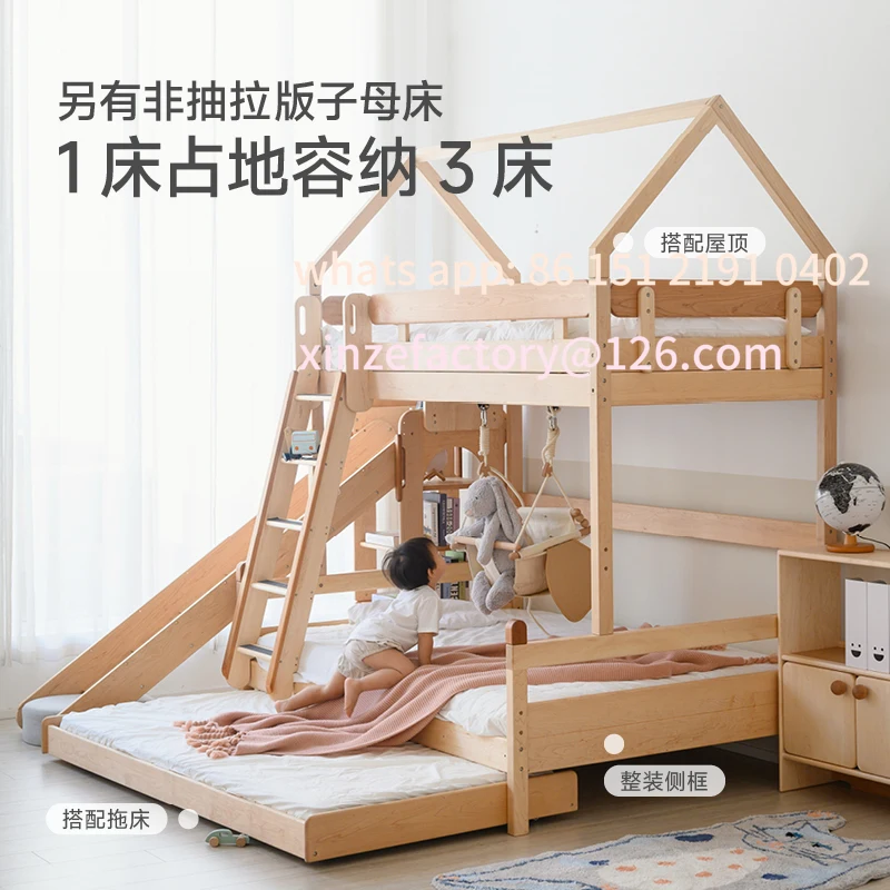 Solid wood bed tree house high and low elevated house bed