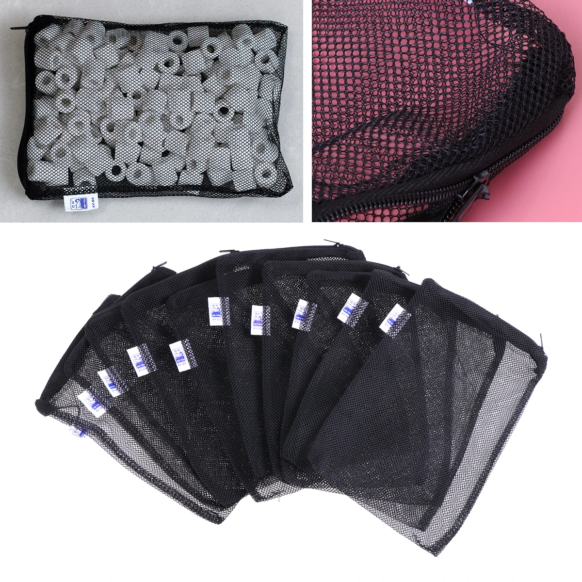 

20 Pcs Filter Material Bag Mesh Nylon Zipper Aquarium Pond Garden Activated Carbon Bio Balls Ceramic Remover Small