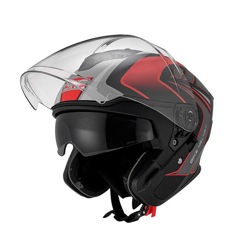 خوذة دراجة نارية عالية الجودة للرجال ثلاثة أرباع عدسة مزدوجة الرجعية نصف خوذة كروز قاطرة أربعة مواسم عالمية 3/4 ساعة