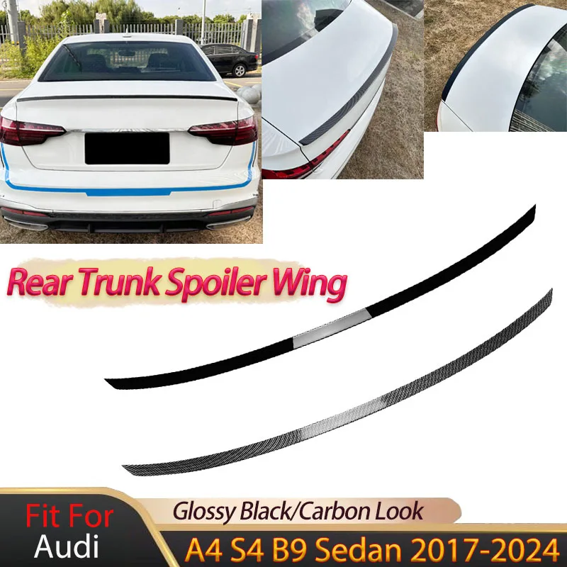 

For Audi A4 S4 B9 Sedan 2017-2024 Rear Trunk Spoiler Wing Lip Ducktail Tail Fin Splitter Body Kit Tuning Boot Lip Guard Cover