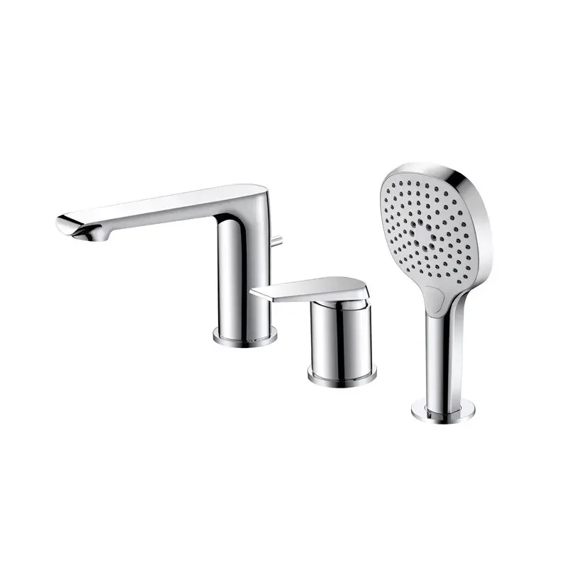 SANIPRO Hot And Cold Water Mixer Tap Deck Mounted Two Handle Hotel Brass Bathroom Bathtub Shower Faucet Set