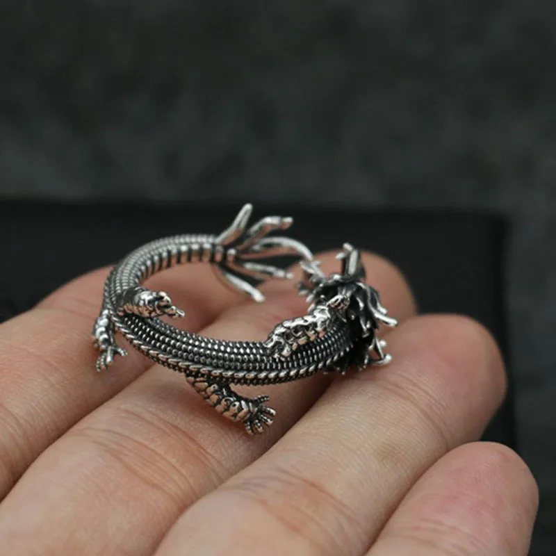 Vintage Domineering Personality Opening Super Cool Thai Dragon Rings Motorcycle Party Rock Style Thumb Ring Men  Wholesale