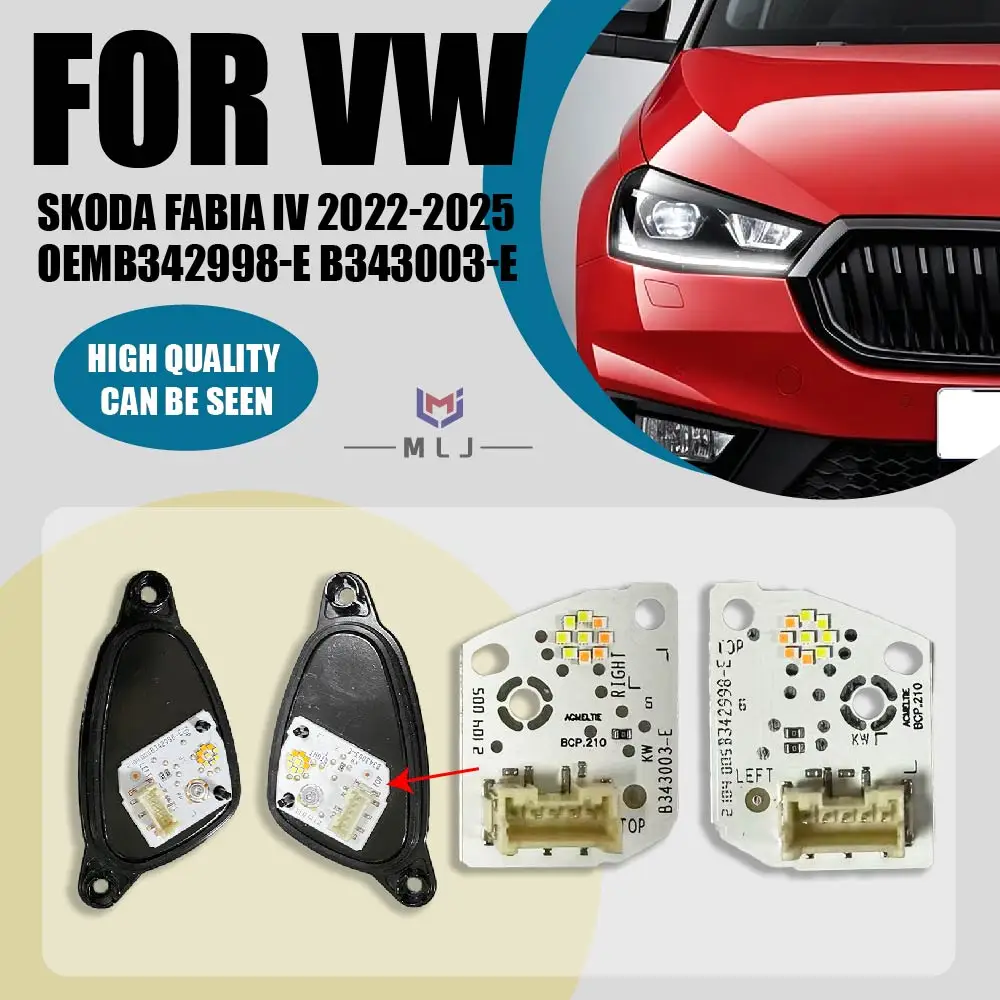 For Volkswagen VW Skoda Fabia IV 2022-2025 White LED Angel Eye DRL Chip Headlight Turn Signal Boards Chip B342998-E B343003-E