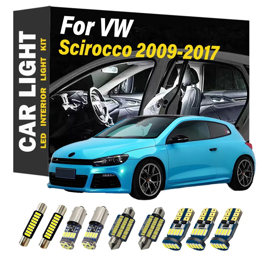 

11 шт. для VW Volkswagen Scirocco R 2009 2010 2011-2014 2015 2016 2017 светодиодный светильник для внутреннего освещения багажника, комплект ламп Canbus