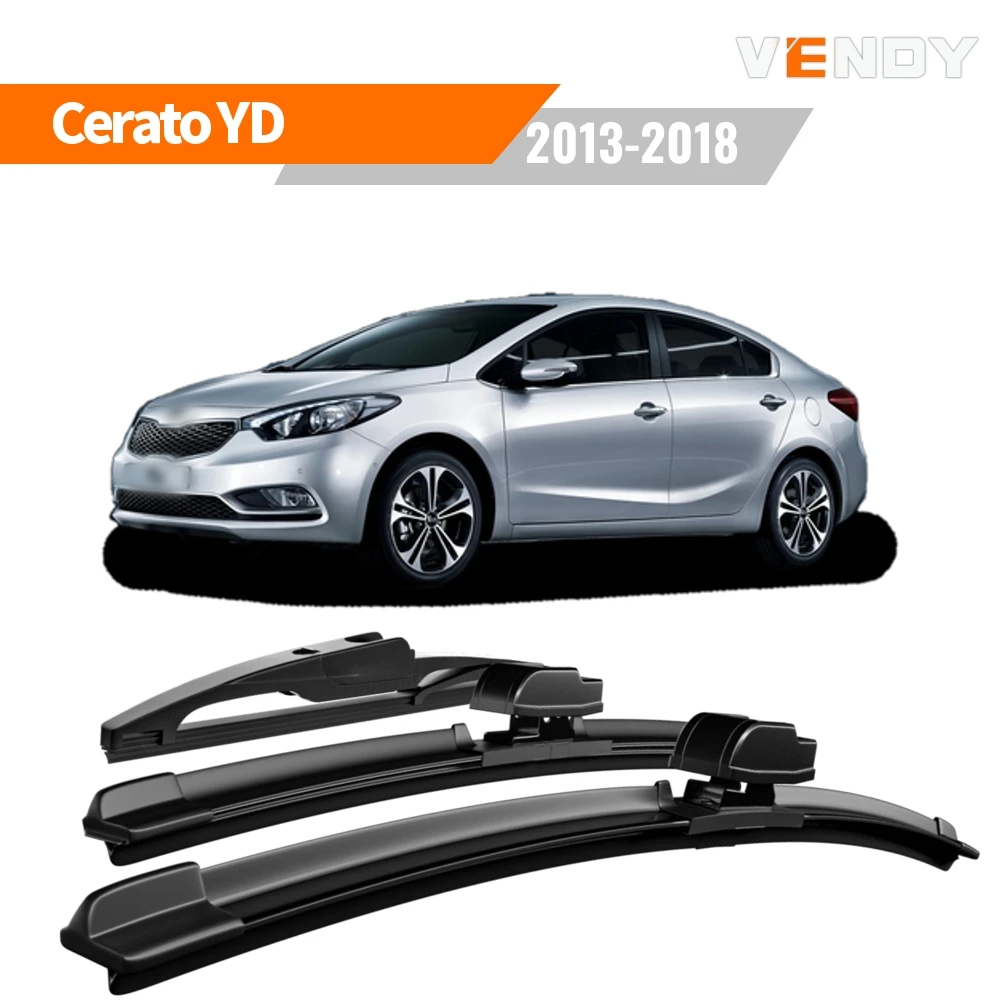 

1set Front & Rear Windshield Wiper Blades Windscreen Wipers For KIA Cerato YD 2013-2018 Rubber Brushes Car Accessories Refills