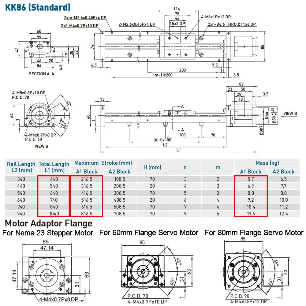 KK86 Steel based Single Axis Robot Linear Rail Stage Steel Sliding Table for Semiconductor Medical  XYZ Axis Repeatability ±0.01