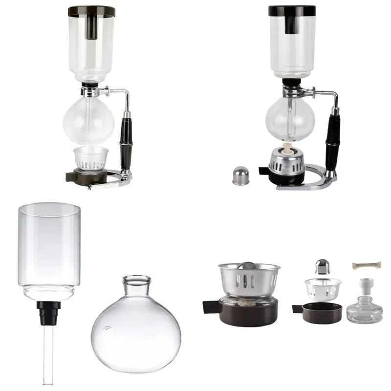 Wholesale 3 Cup Japanese Siphon Coffee Maker with Burner Glass Vacuum Pot Manual Brewing Equipment for Home Barista Use