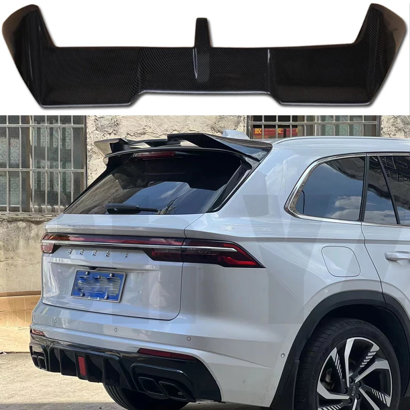 Rear Roof Trunk Lid Car Rear spoiler For Geely Xingyue L Monjaro 2021-2023 FRP Glossy Black Carbon Car Tuning Accessories Part