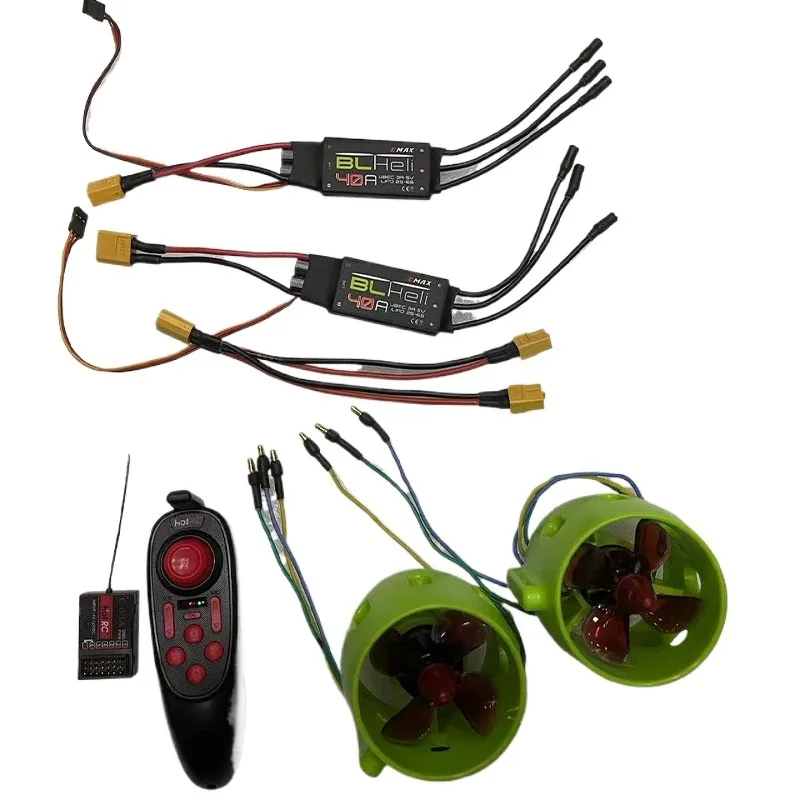 12-24V ใต้น้ํา Thruster Kit สําหรับ RC เรือ - 2KG Thrust 4-Blade CW/CCW มอเตอร์ไร้แปรง + 40A ESC + DS600 รีโมท