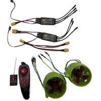 12-24V Underwater Thruster Kit for RC Boat - 2KG Thrust 4-Blade CW/CCW Brushless Motor+40A ESC+DS600 Remote