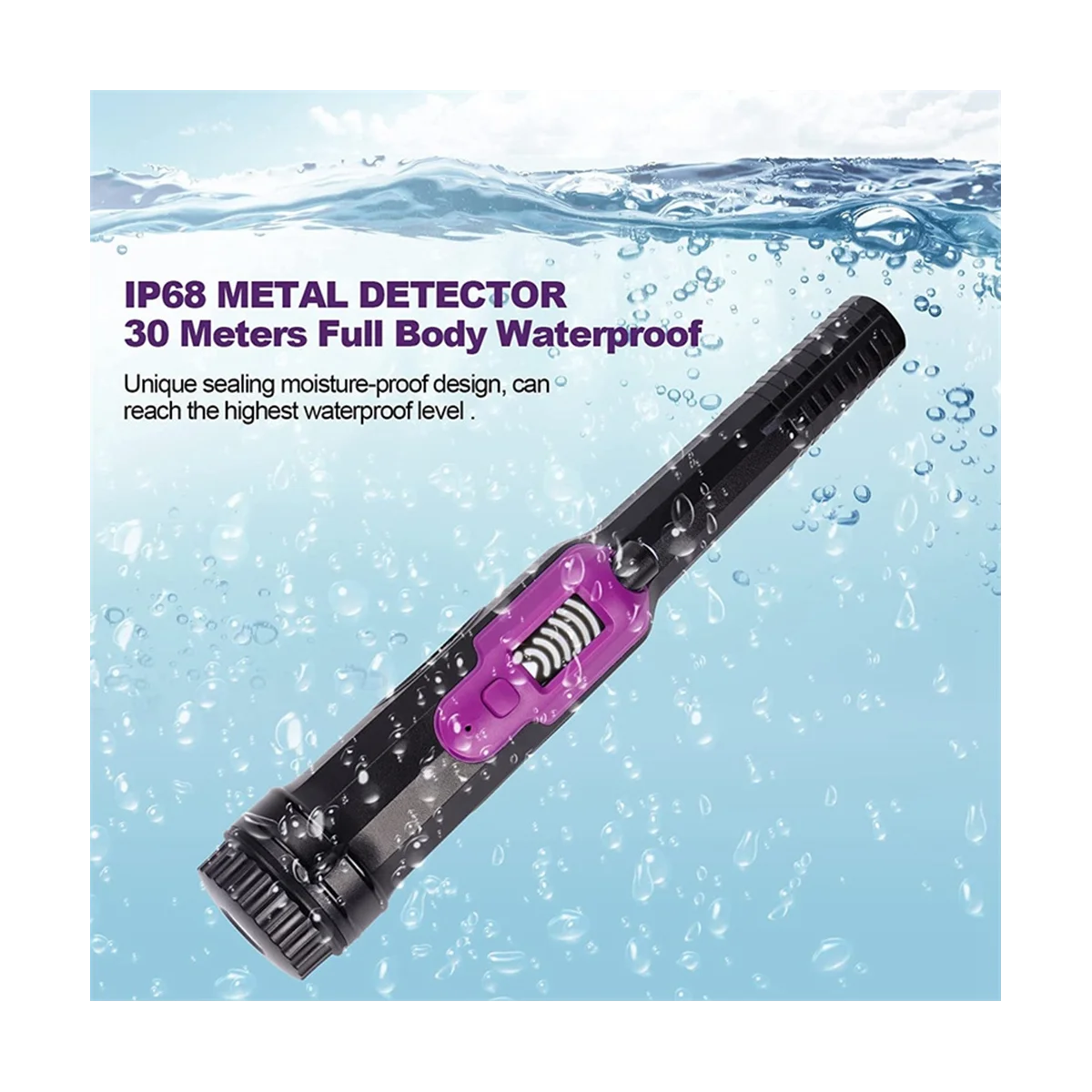 LED Display Metal Detector Pinpointer Handheld Pin Pointer IP68 Full-Waterproof Treasure Hunting Tool Adults-A