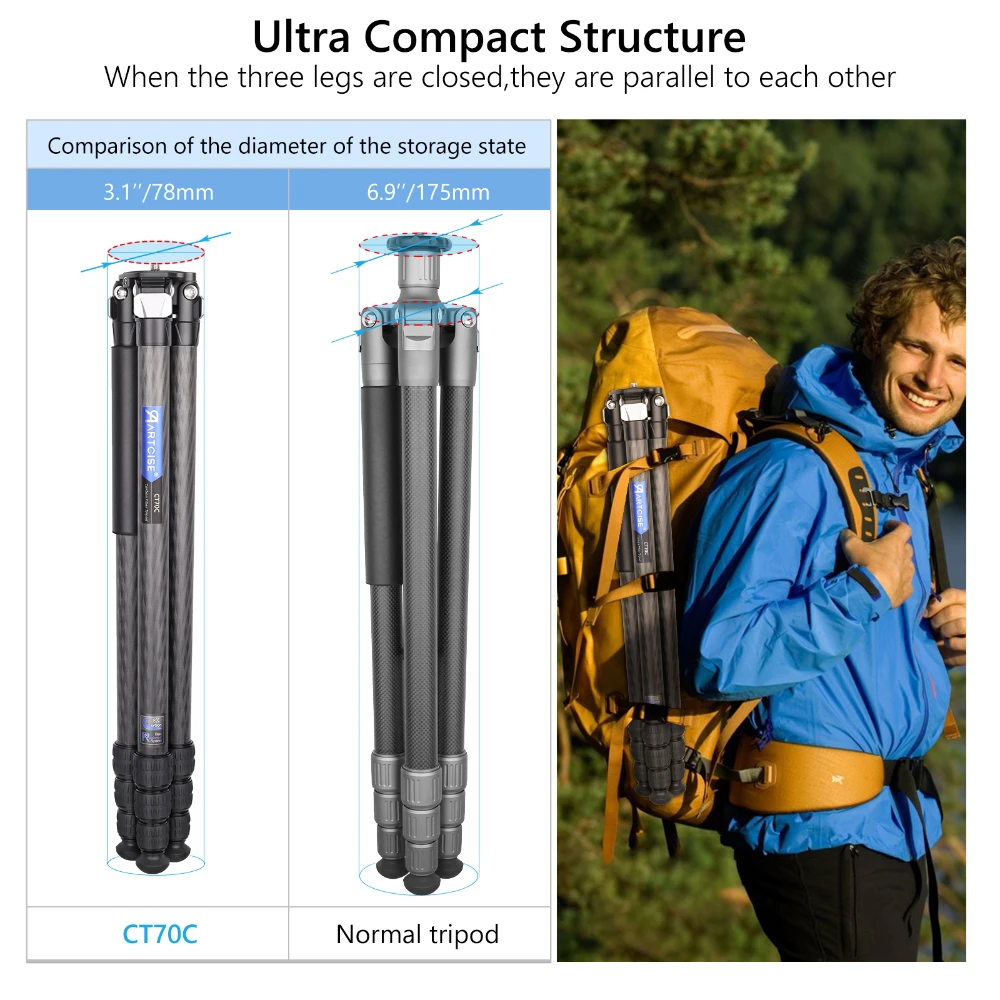 ARTCISE CT70C 158cm カーボンファイバー三 - Camera Tripod Carbon のレビューと価格
