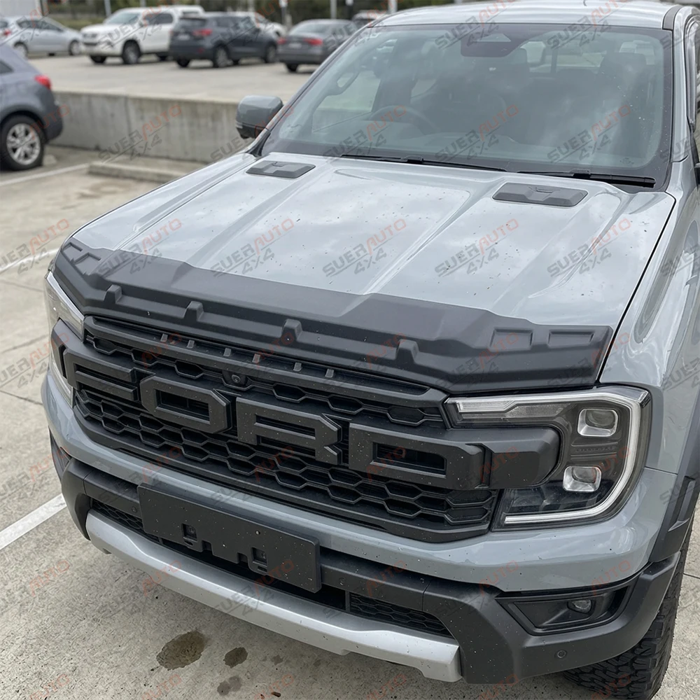 Bonnet Guard For Ford Ranger Next Gen T9 2023 2024 2025 2026 Front Stone Deflector Hood Pickup ABS Matte Black Body Kits
