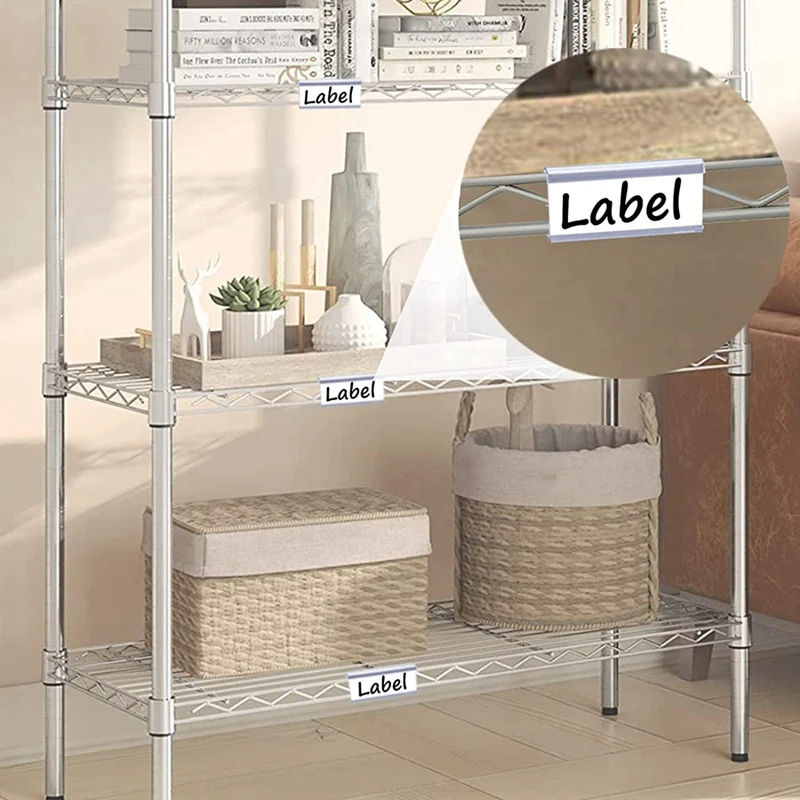 Wire Shelf Label Holders, 30 Pack Plastic Wire Shelf Label Clips with Label Paper Removable Wire Rack Label Holder