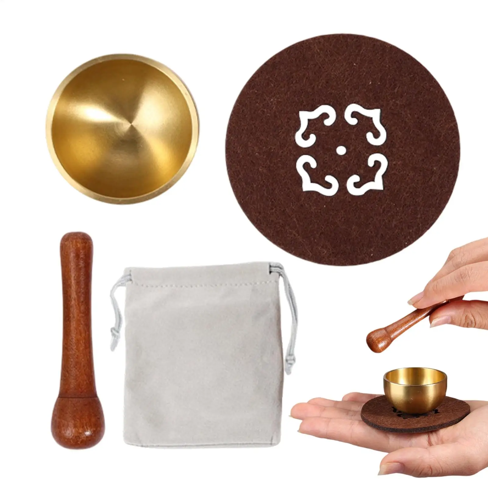 Singing Bowl Meditation Brass Chime Bell With Mallet Singing Bowl Set For Women Prayer Yoga Zen Room Relaxation Mindfulness