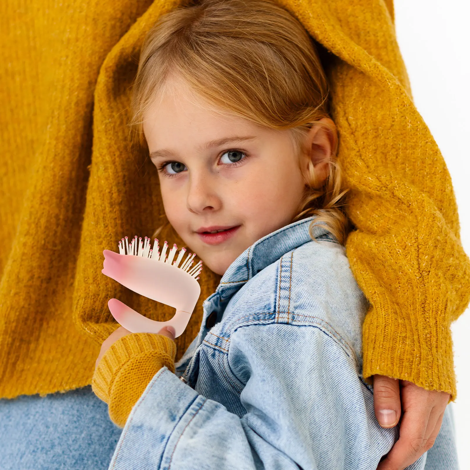 Kids Mini Hair Brush Soft Bristles Cushion Detangler Brush Travel Friendly Small Cute Comb for Children Dry Wet Hair Frizz Free