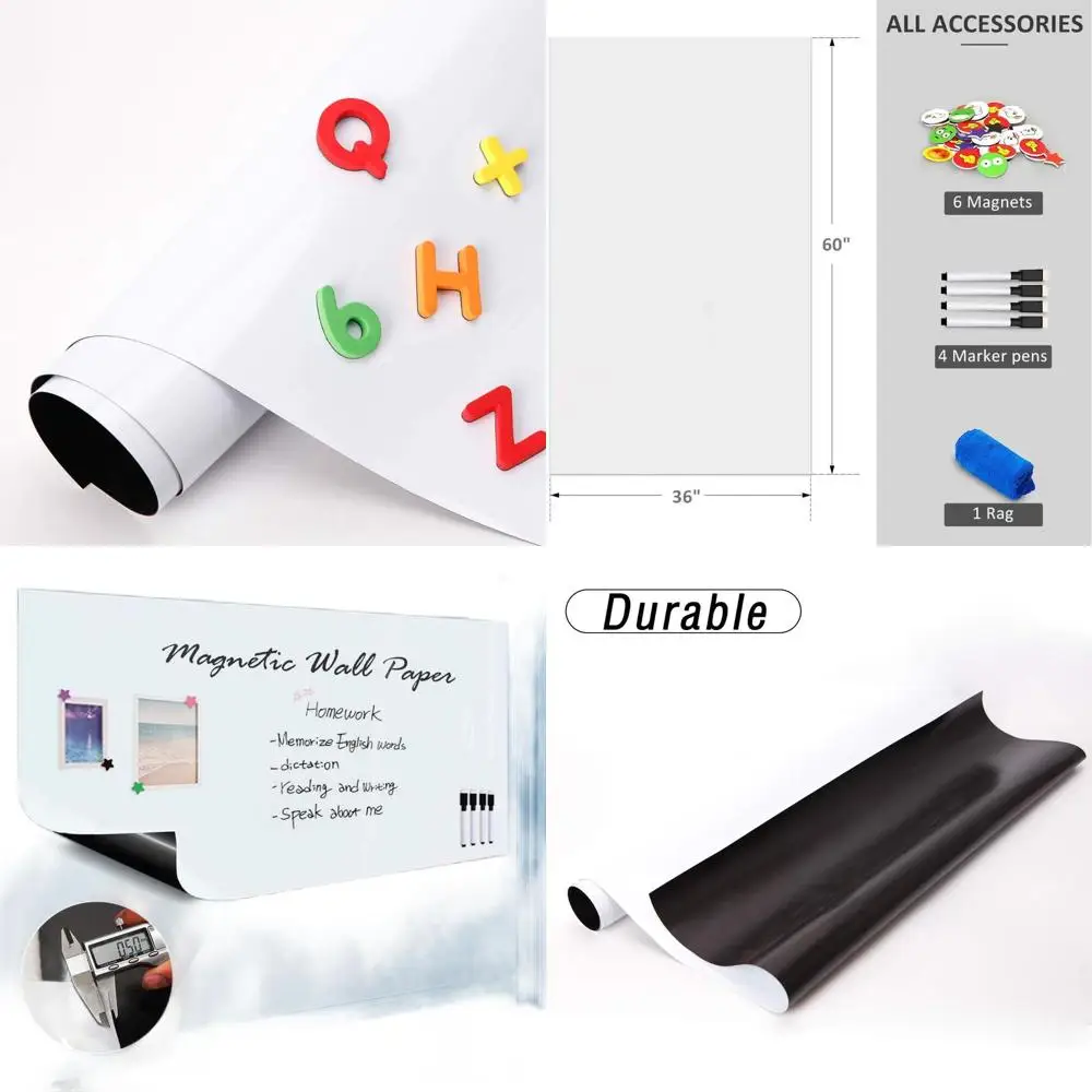 

60 x 36 Magnetic Dry Erase Board, Reusable Whiteboard Sticker for Home, Office, and School