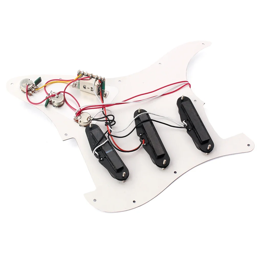 3 Ply SSS Electric Guitar Part Prewired Loaded Pickup Pickguard Assembly White