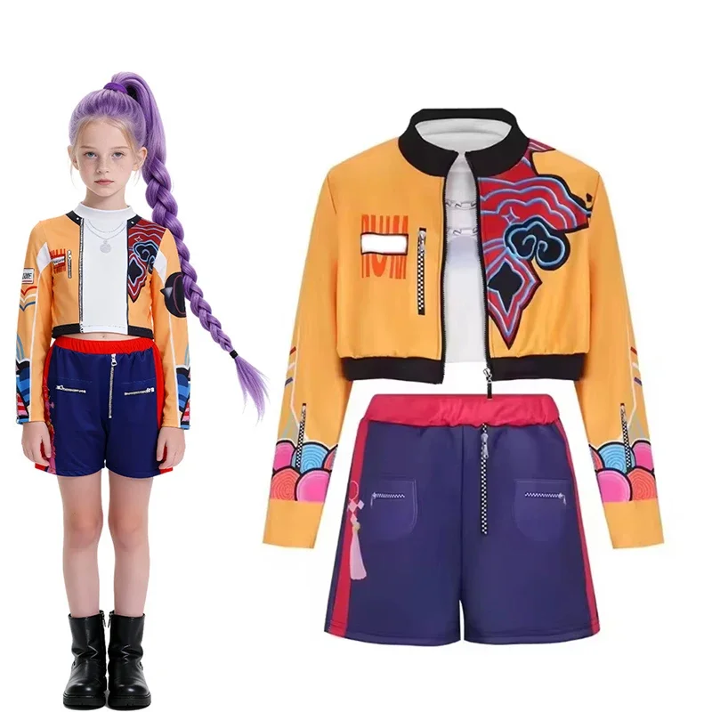 Jazz-Tanz Bühnenkostüm Mädchen Kinder Pop-Idol-Outfit Streetwear Crop-Top Mantel Rock Halloween Cosplay Kleidung – Detail 14