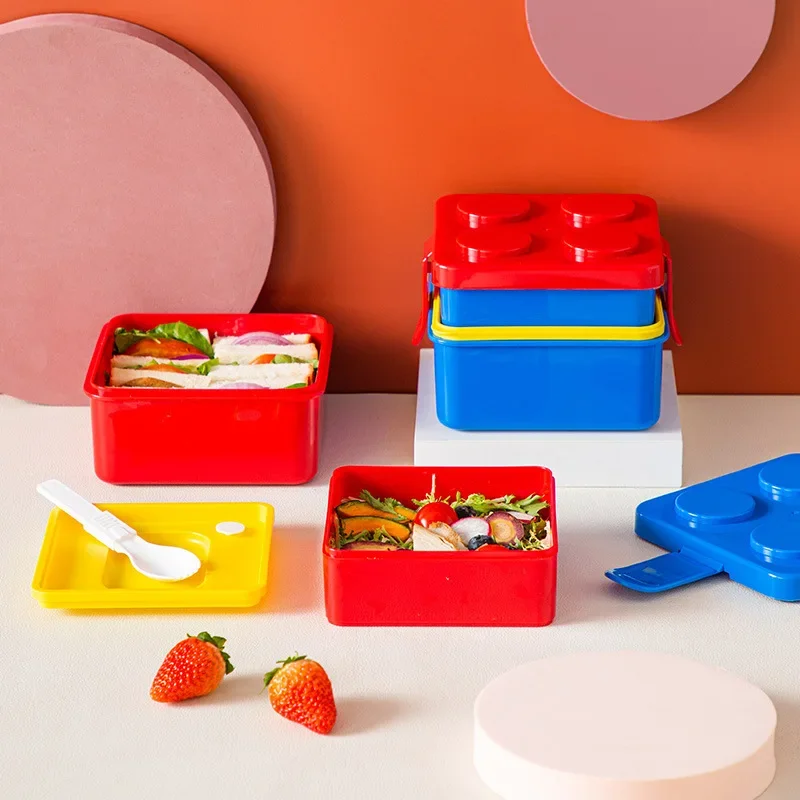 Building Block fai-da-te Lunch Box Blocchi di costruzione modulari per bambini Studente Building Block Bento Contenitore per alimenti Stoviglie