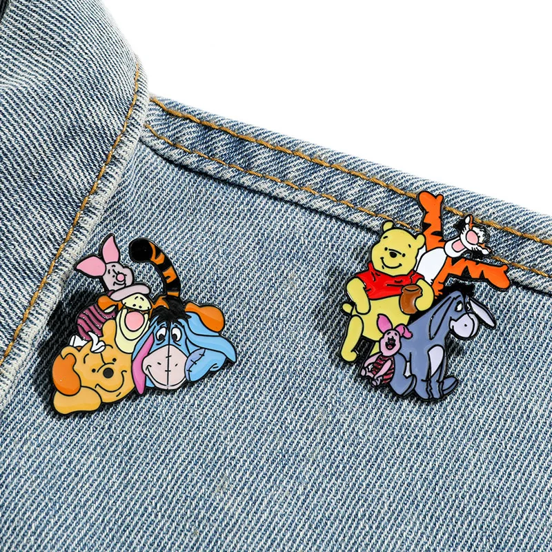 Disney Cartoon Winnie The Pooh Brooches Cute Eeyore Tigger Piglet Enamel Pins Anime Badge Jewelry Clothing Backpack Accessories