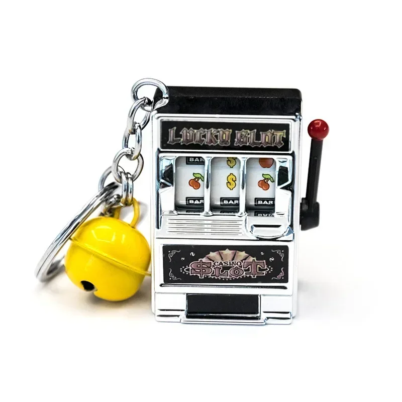 Creative Playable Mini Fruit Machine Digital Lottery Machine Rotary Machine Game Keychain Pendant Simulation Model for Car Key