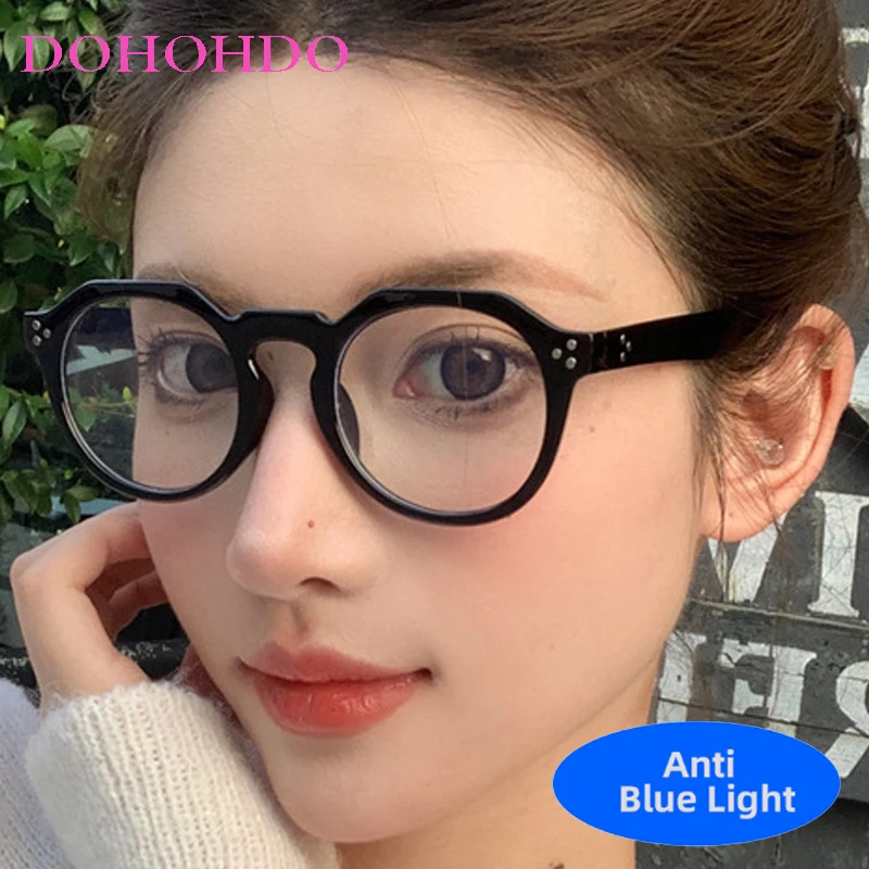 

Vintage Classic Brand Designer Small Round Frame Rivets Decoration Anti Blue Ray Glasses Women Reading Glasses Окуляри Ж