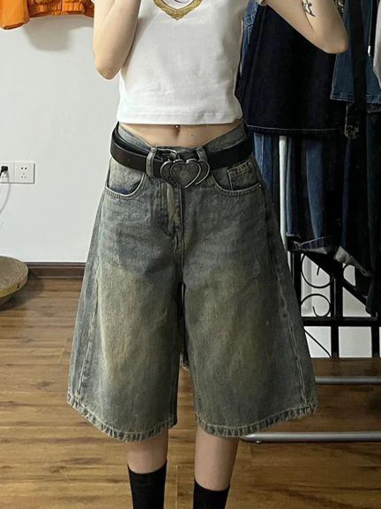 

Y2K винтажные джинсы Harajuku Gyaru женские прямые джерсы с высокой талией большого размера летние повседневные джинсовые брюки в стиле хип-хоп