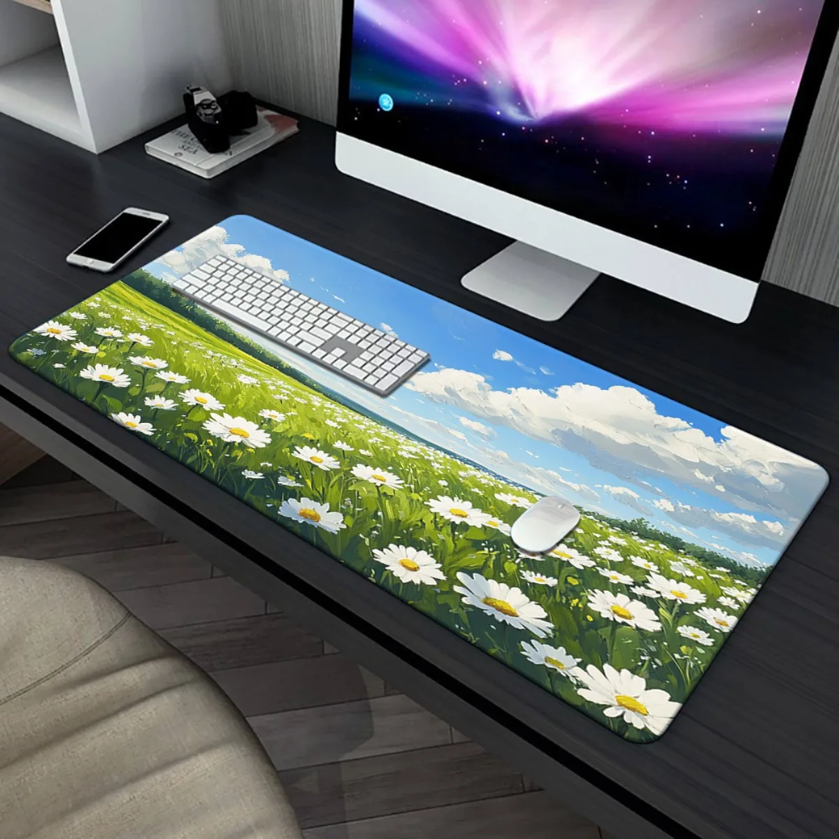 1 шт. Коврик для мыши и настольный коврик XXL с принтом Green Grassland HD — многофункциональное нескользящее резиновое основание, гладкая поверхность для игр, офиса