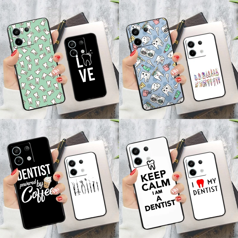 Cute Dentist Teeth Case For Xiaomi Redmi Note 13 Pro 14 12 11 9 10 9S 10S 11S 12S Redmi 13C 10C 12C 14C Cover