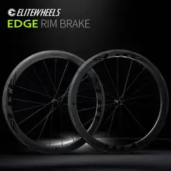 ELITEWHEELS EDGE 40mm 50mm Ultralight Carbon Fiber Wheelset 1291g Road Rim Brake Wheelset Ratchet System36T Wing 20 Spoke