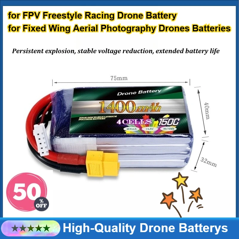 

100% New 4S 6S 150C High-rate Drone Battery for FPV Freestyle Racing Drone,for Fixed Wing Aerial Photography Drones Batteries