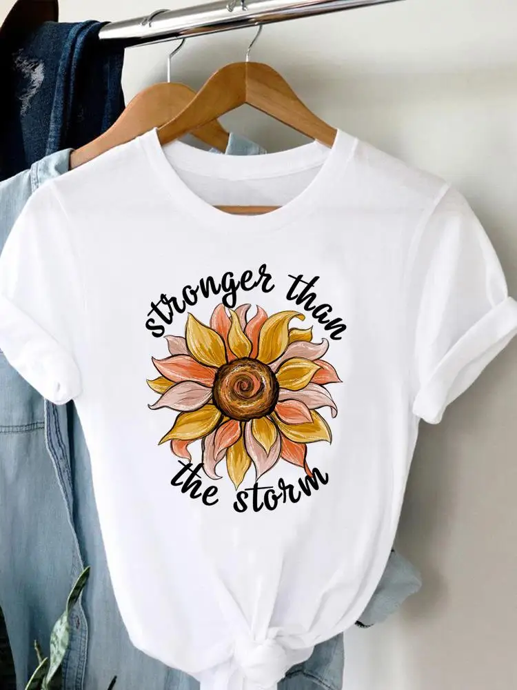 

Short Sleeve Letter Sunflower Trend 90s T-shirts Female Print T Top Women Cartoon Shirt Clothing Fashion Graphic Tee