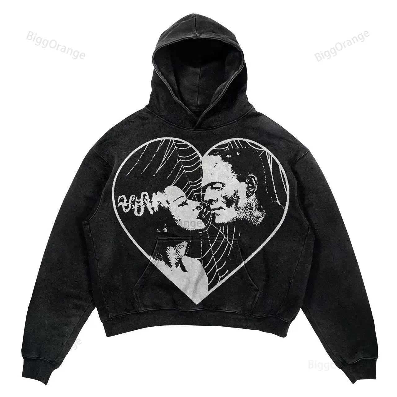 WARM oversized skull print men and women sweatshirt loose New Gothic style casual sweatshirts hip-hop all-match zipper hoodie