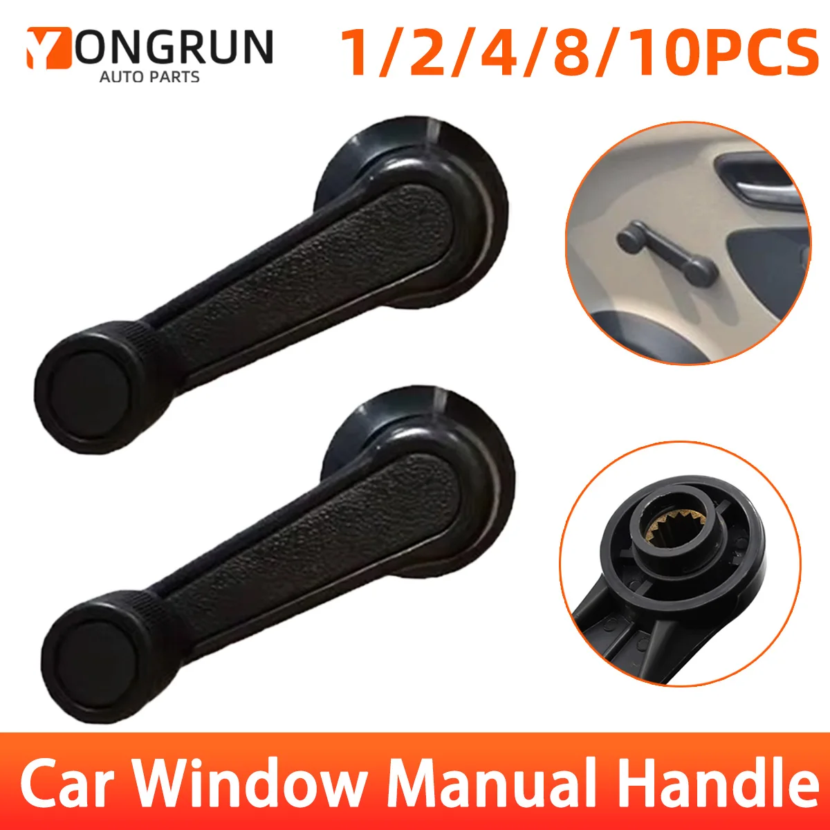 

YONGRUN 1/2/4/8/10 шт. Аксессуары для оконных ручек, ручной регулятор оконных ручек для автомобилей, черный, прочный пластик, подходит для большинства автомобилей