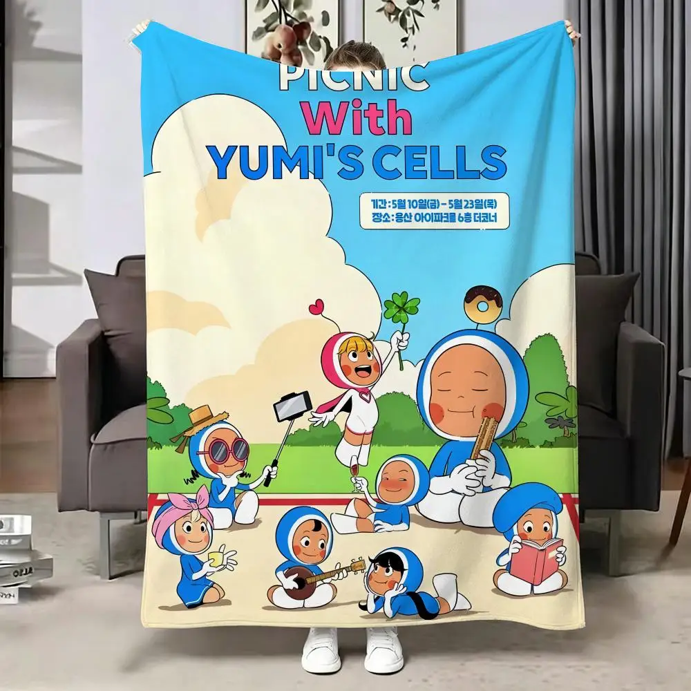Manhwa Y-Yumis C-Cells Throw Soft Warm Flannel Blanket, Multi-use Throw for Bed Sofa Office, Air Conditioning Nap Blanket