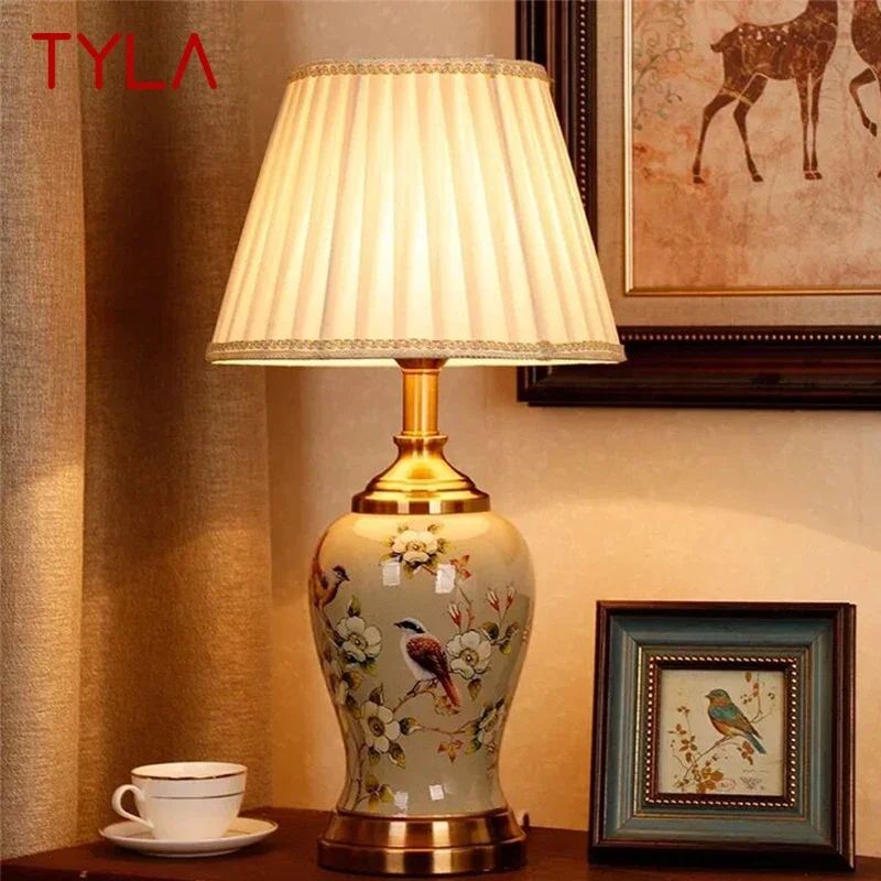 TYLA Contemporary ceramics Table Lamp American style Living Room Bedroom  Bedside Desk Light Hotel engineering Decorative