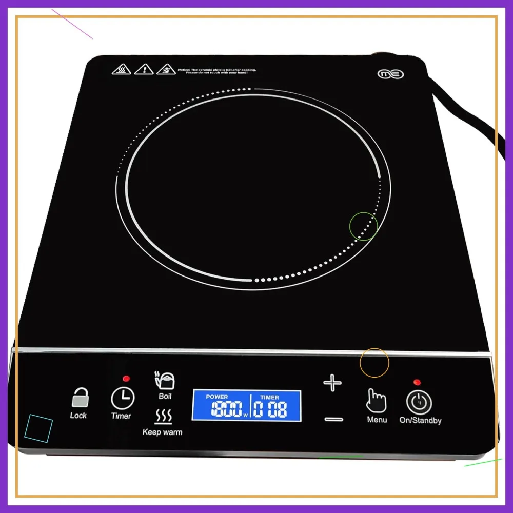 

Portable Induction Cooktop with LCD Touch, 10 Temp Levels, Child Lock, Auto Shutoff - 1800W