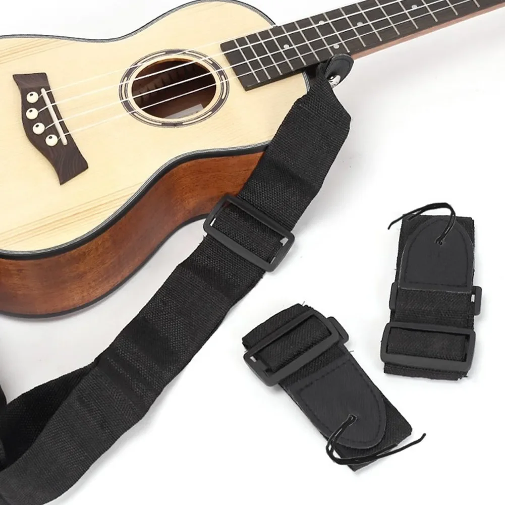 Guitar Strap Adjustable For Acoustic Electric Guitars Bass Ukulele Black Nylon Guitar Parts Accessories Wear-resista