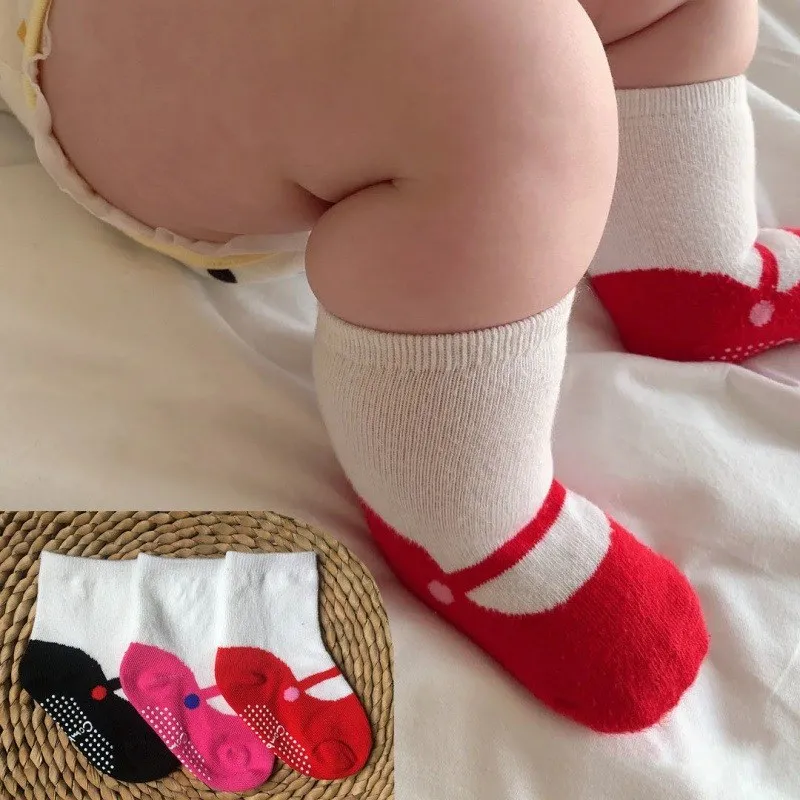 

3Pairs Children's floor socks 2023 summer new combed cotton baby non-slip toddler cartoon socks