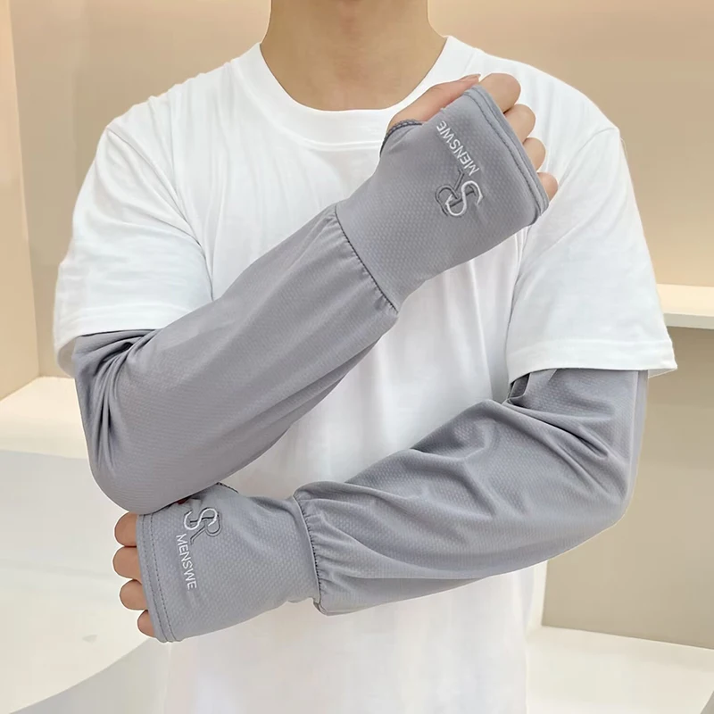 New 1 Pair Letter Loose Sleeves Women Sunscreen Elastic Driving Gloves Outdoor UV Protection Arm Cover Sleeves Comfortable